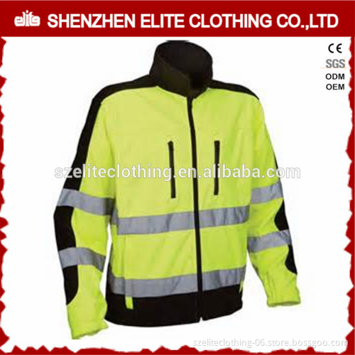 Blank Fluorescent Green Black Safety Winter Work Jackets Reflective